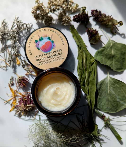 Revive And Relief Whipped Tallow Restorative Cream: Nature’s Balm for Healing and Hydration - 2 oz