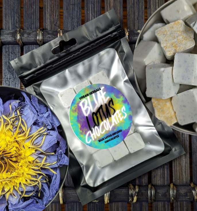 Botanical White Chocolate Bites with Blue Lotus Extract